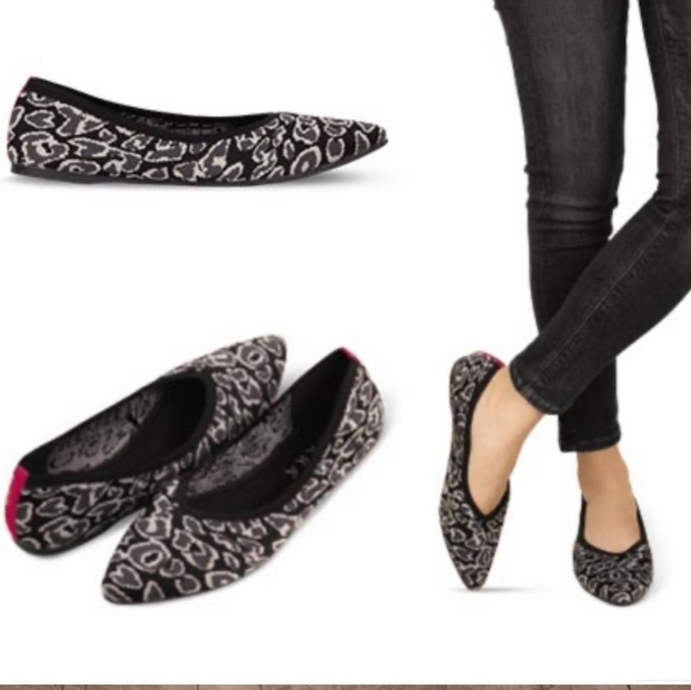 SERRA Leopard Knit Stocken Flats pointee Shoe For Women's Size 10 🌴